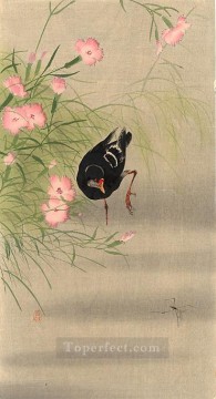 Ohara Koson Painting - gallinule bird and water strider Ohara Koson Shin hanga